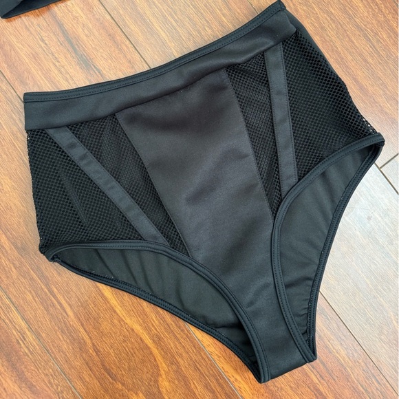 ASOS Swim High Waist Black Mesh 2 piece bikini - Picture 2 of 5